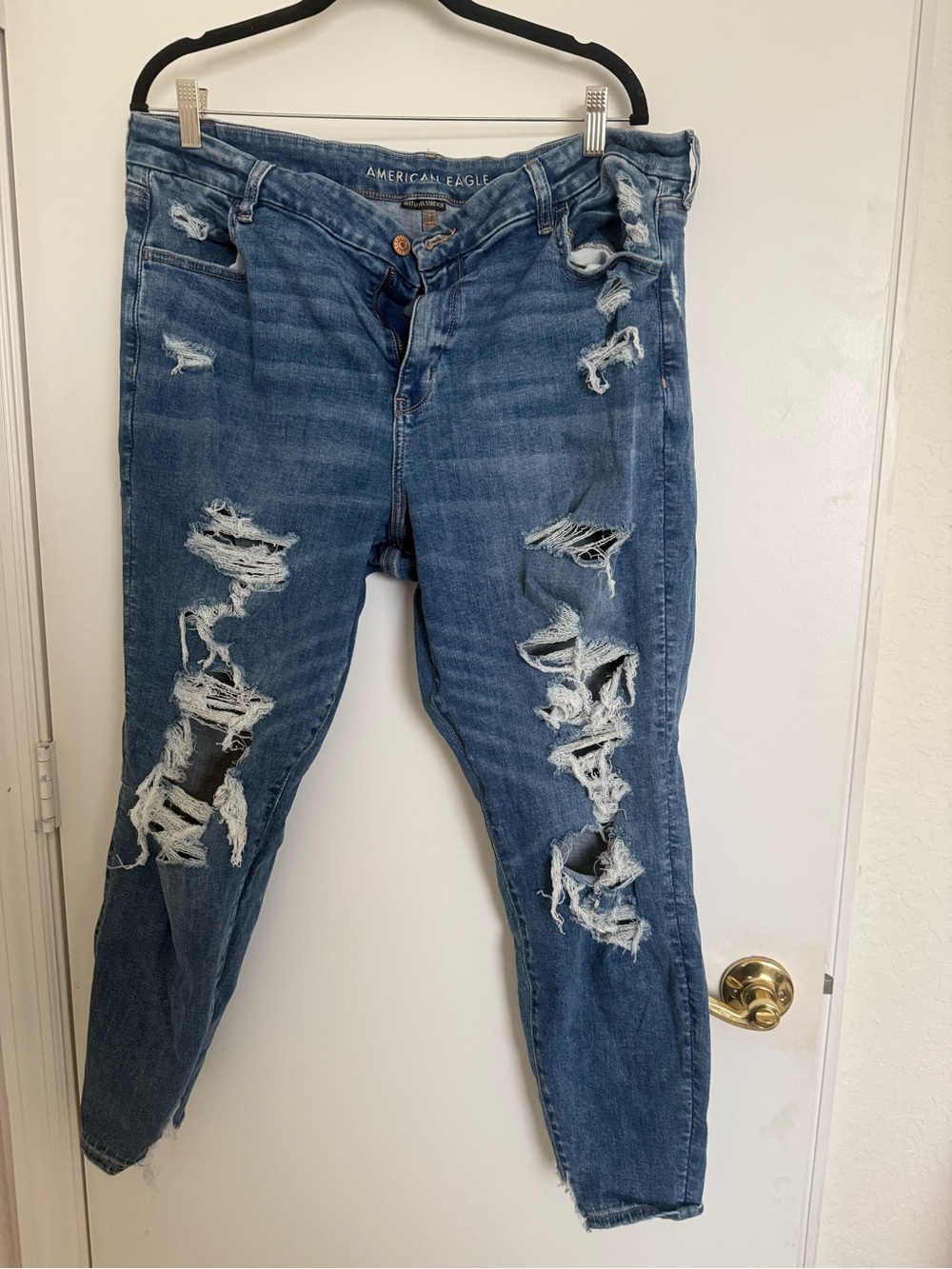 American Eagle Outfitters Ripped Light Blue Boyfriend Jeans